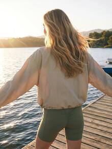 Exploreva Exploreva Loose Apricot Sun Protection Long Sleeve Zip-Up Jacket - Apricot - View 2
