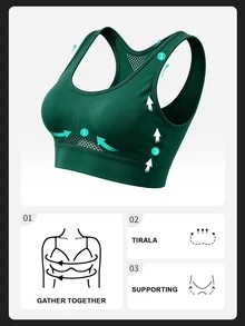 Powerista Solid Color Hollow I-Back Sports Bra (Seamless Style) - Dark Green - View 3