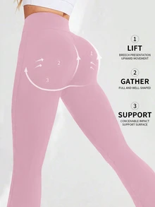 Velisys Velisys 女款 V 型高腰喇叭腿瑜伽褲，彈性靴褲寬腿緊身褲，適合上班、運動、跑步，柔軟輕盈，淺粉色、黑色，夏季款 - 彩色 - 查看 3