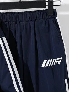 2件組兒童青少年男孩休閒運動寬鬆舒適外套與長褲套裝，黑色，適合秋冬、學校、家庭聚會、返校、運動、秋季穿搭、冬季穿搭、生日派對 - 藏蓝色 - 查看 6