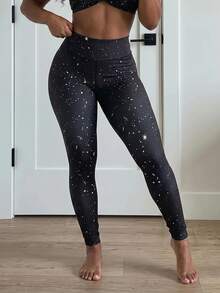 SHEIN Core Rhythm Women's Seamed Yoga Leggings/Comfortable/Versatile - Black - View 3