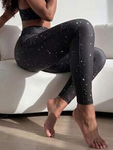 SHEIN Core Rhythm Women's Seamed Yoga Leggings/Comfortable/Versatile - Black - View 4