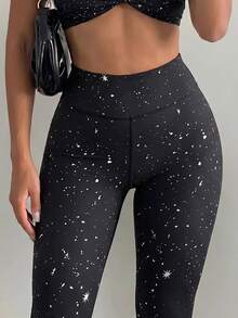 SHEIN Core Rhythm Women's Seamed Yoga Leggings/Comfortable/Versatile - Black - View 6