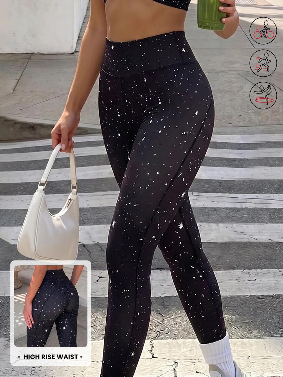 SHEIN Core Rhythm Women's Seamed Yoga Leggings/Comfortable/Versatile - Black - View 1