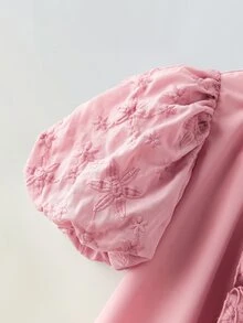 Maija Kids Maija Kids 年轻女孩宽松休闲3D花瓣袖连衣裙 - 粉色 - 查看 5