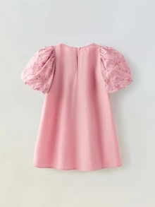 Maija Kids Maija Kids 年轻女孩宽松休闲3D花瓣袖连衣裙 - 粉色 - 查看 2