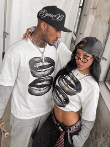 Coolane 女款秋冬街頭風休閒學院風 Grunge Punk Goth 棉質寬鬆長袖 T-shirt - 白色 - 查看 6