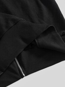 ROMWE Goth Kawaii Rabbit Ear Lolita Dark Halloween Outfit Slim Fit Open Front Hooded Sweatshirt - Black - View 15