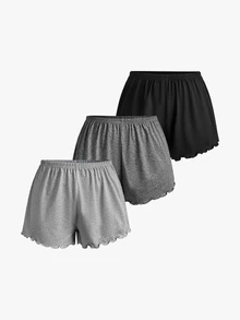 Bisouelle 3件組 春夏簡約荷葉邊短褲 & 3件組 素色舒適居家長褲 夏季適用 - 彩色 - 查看 2