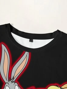 LOONEY TUNES X SHEIN Women's Summer Casual Cartoon Print T-Shirt - White - View 3
