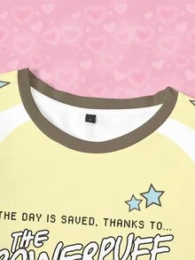THE POWERPUFF GIRLS X SHEIN Women's Summer Casual Cartoon Print T-Shirt - White - View 3