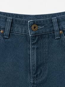 Zerodot Women Dark Wash Denim Asymmetric Lace Detail Elegant Skort Party Going Out Spring Fall - Medium Wash - View 6