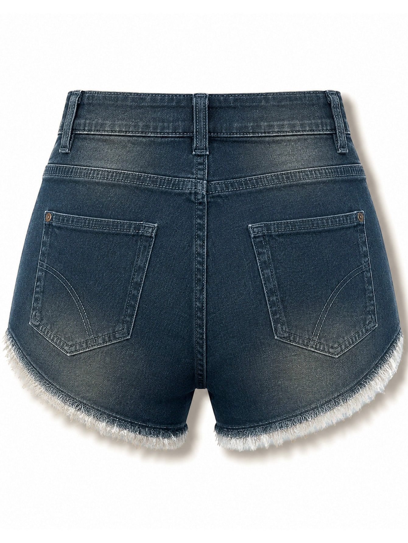 Dark Wash Denim Asymmetric Lace Detail Skort, view 7