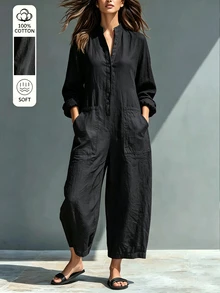 LUMIGAL Loose Casual Fit, Pure Cotton Fabric Premium Comfort, Minimalist Yet Powerful Daily Wear Cargo Pants - Black - View 6