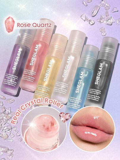 SHEGLAM Crystal Intentions Protection Mantra Roller Lip Oil-Rose Quartz Brand Beauty Cosmetic Makeup For Women And Girls