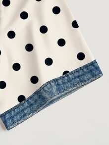 Resyla Atasan Kasual Sehari-hari Wanita Ukuran Besar Motif Polkadot dengan Trim Kontras - MultiWarna - View 4
