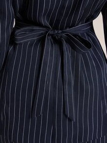 SHEIN BAE Women's Striped Long Sleeve Single Button Jacket And Skirt Suit Set - Navy Blue - View 7