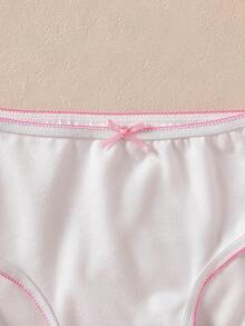 SHEIN 4pcs/Set Girls Toddler Young Girl Multi-Color Pink Crescent Moon Lace Trim Bow Solid Color Simple Sweet Preppy Style Triangle Panties Underwear - Multicolor - View 6