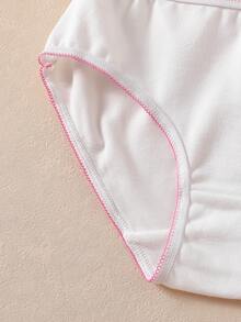 SHEIN 4pcs/Set Girls Toddler Young Girl Multi-Color Pink Crescent Moon Lace Trim Bow Solid Color Simple Sweet Preppy Style Triangle Panties Underwear - Multicolor - View 4