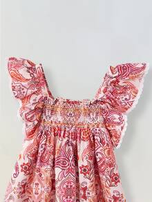 Maija Kids Maija Kids 年轻女孩花卉印花方领荷叶边袖度假连衣裙 - 粉色 - 查看 4