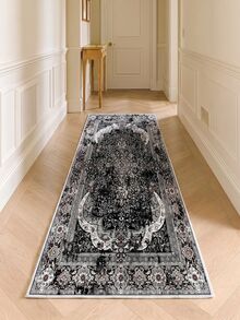 Digitally Printed Non-Slip Washable Runner And Area Rug Living Room Carpet, Modern Design | Modern, Scandinavian, Bohemian And Classic Styles | 100% Polyester - Black and White - View 2