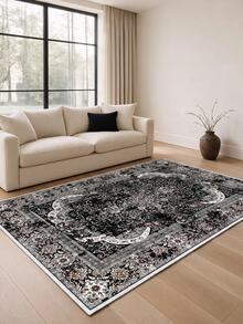 Digitally Printed Non-Slip Washable Runner And Area Rug Living Room Carpet, Modern Design | Modern, Scandinavian, Bohemian And Classic Styles | 100% Polyester - Black and White - View 5