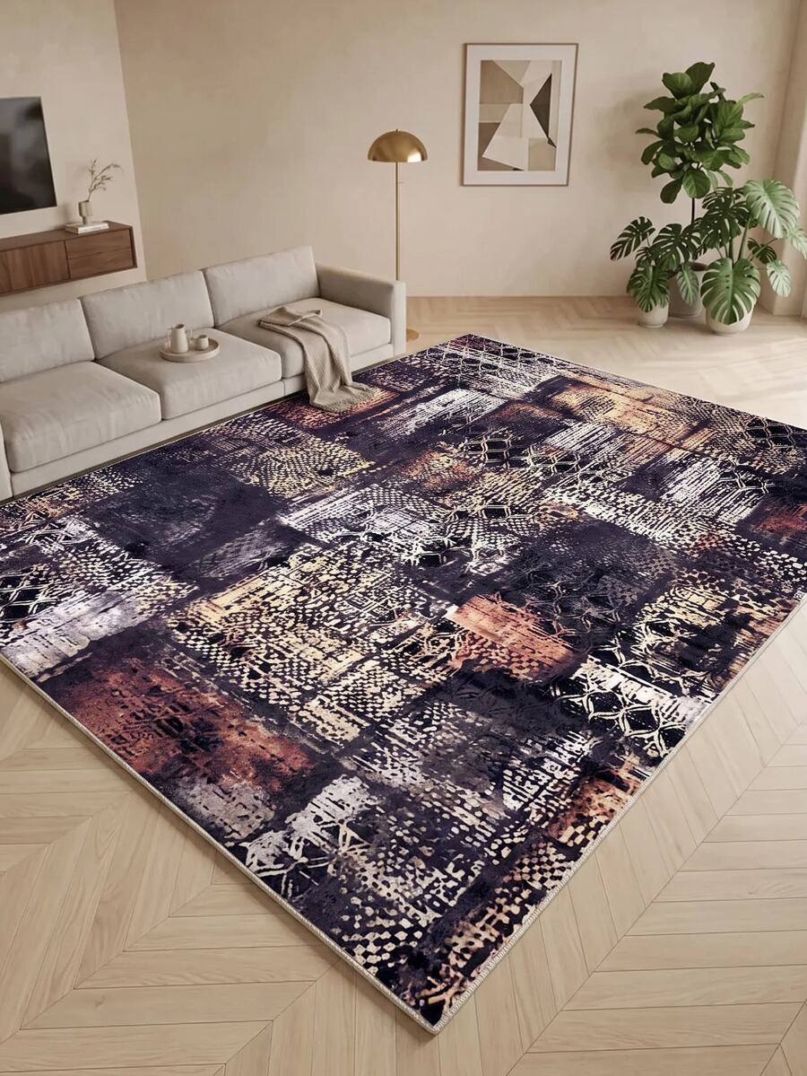 Digitally Printed Non-Slip Washable Runner And Area Rug Living Room Carpet, Modern Design | Modern, Scandinavian, Bohemian And Classic Styles | 100% Polyester - Grey - View 1