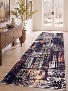 Digitally Printed Non-Slip Washable Runner And Area Rug Living Room Carpet, Modern Design | Modern, Scandinavian, Bohemian And Classic Styles | 100% Polyester - Grey - View 2