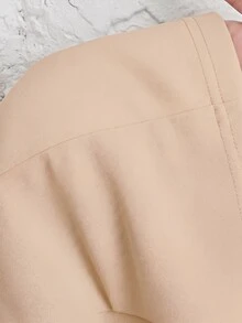 SHEIN PETITE 秋冬通勤穿搭 綠色水果領單扣黑色西裝外套 - 卡其色 - 查看 8