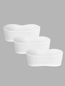 SHEIN Teen Girl Teen Girl 3pcs Comfortable Padded Non-Slip Tube Solid White Top 3Pcs Set - White - View 3