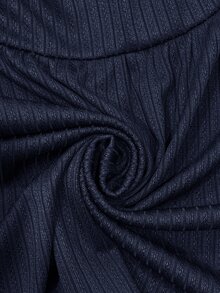 Shapeblank Plus Size Solid Color Casual Long Sleeve T-Shirt, Spring Fall - Navy Blue - View 7