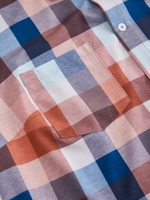 Rusticease Plus Size Autumn Casual Soft Form Plaid Shirt Fall Brunch Office Blue - Multicolor - View 5
