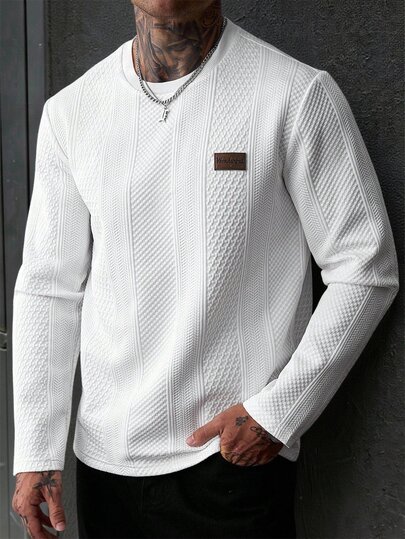 EGENSIO Men's Autumn Casual Versatile Solid Color Long Sleeve T-Shirt