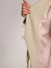 SHEIN BAE Women's Elegant Commute Solid Color Blazer - Apricot - View 8