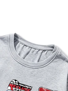 ROMWE MEN Street Life Men's Letter Print Long Sleeve T-Shirt, Suitable For Daily Wear In Spring And Summer - Grey - View 6