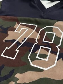 Muchica Sweatshirt Olahraga Lengan Panjang Wanita Motif Kamuflase Warna Kontras - Hijau Tentara - View 8