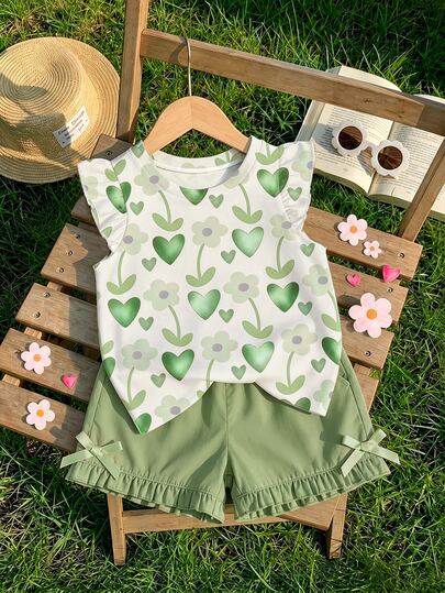 Blusa casual de moda linda para bebé niña con mangas de volantes y cuello redondo, adecuada para primavera y verano