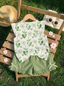 Baby Girl Casual Fashion Cute Flutter Sleeve Round Neck Top Suitable For Spring And Summer - Multicolor - View 2