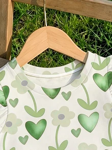 Baby Girl Casual Fashion Cute Flutter Sleeve Round Neck Top Suitable For Spring And Summer - Multicolor - View 3