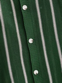 HIMLAND Men's Knitted Short Sleeve Striped Button-Up Cardigan Shirt, New Casual Commute Top - Green - View 6