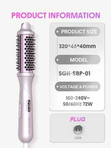 SHEGLAM HAIR Hydra Shot Steam Blowout Brush Pro 1.5"/38mm,Steam Thermal Brush,Hot Air Styler,Scald-Proof Nano-Steam,9 Temps & 3 Steam Levels,Fast Heating & Less Damage,Anti-Frizz & Long-Last,Universal Voltage For All Hair Types - Mauve Purple - View 13