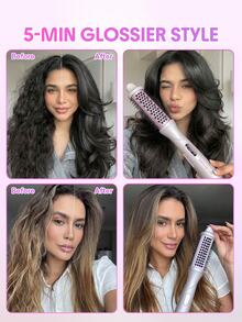 SHEGLAM HAIR Hydra Shot Steam Blowout Brush Pro 1.5"/38mm,Steam Thermal Brush,Hot Air Styler,Scald-Proof Nano-Steam,9 Temps & 3 Steam Levels,Fast Heating & Less Damage,Anti-Frizz & Long-Last,Universal Voltage For All Hair Types - Mauve Purple - View 5