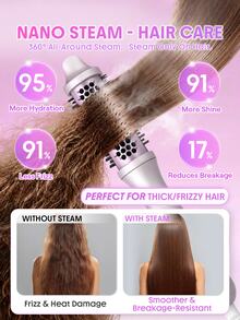 SHEGLAM HAIR Hydra Shot Steam Blowout Brush Pro 1.5"/38mm,Steam Thermal Brush,Hot Air Styler,Scald-Proof Nano-Steam,9 Temps & 3 Steam Levels,Fast Heating & Less Damage,Anti-Frizz & Long-Last,Universal Voltage For All Hair Types - Mauve Purple - View 4