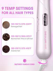 SHEGLAM HAIR Hydra Shot Steam Blowout Brush Pro 1.5"/38mm,Steam Thermal Brush,Hot Air Styler,Scald-Proof Nano-Steam,9 Temps & 3 Steam Levels,Fast Heating & Less Damage,Anti-Frizz & Long-Last,Universal Voltage For All Hair Types - Mauve Purple - View 10