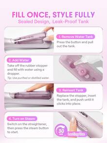 SHEGLAM HAIR Hydra Shot Steam Blowout Brush Pro 1.5"/38mm,Steam Thermal Brush,Hot Air Styler,Scald-Proof Nano-Steam,9 Temps & 3 Steam Levels,Fast Heating & Less Damage,Anti-Frizz & Long-Last,Universal Voltage For All Hair Types - Mauve Purple - View 9
