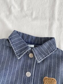 SHEIN Summer Washed Light Blue Simple Versatile Fashion Toddler Boys' Denim Set - Blue - View 7