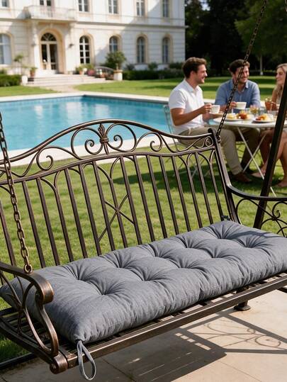 50 X 110 Cm Tufted Bench Cushion, Padded Seat Pad With Ties, Garden Bench & Swing Chair Cushion, Indoor & Outdoor Patio Furniture Cushion, Made In Turkey
