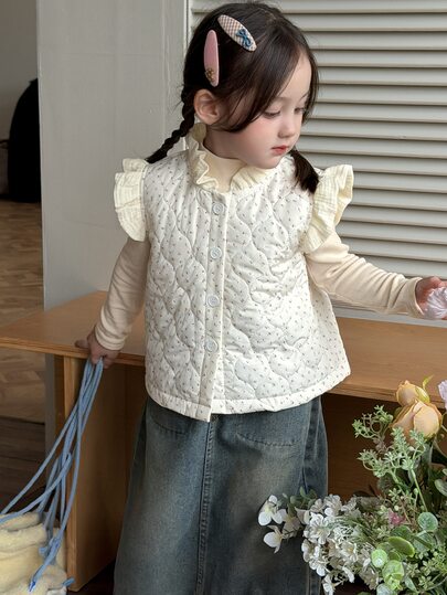 DAZY Infant (Girl) Ruffle Bow Padded Coat, Autumn/Winter
