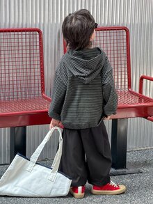 Dazy Kids Young Boy Striped Hooded Sweatshirt Top + Curved Leg Tapered Casual Pants 2 Pieces Sweatshirt Set Fall - Black - View 4