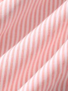 DAZY Spring Pink Striped Long Sleeve Short Street Style Men's Shirt - Pink - View 9